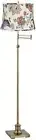 Swing Arm Adjustable Floor Lamp Antique Brass Paisley Shade Living Room