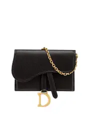 Dior Saddle Nano Pouch in Black Goatskin