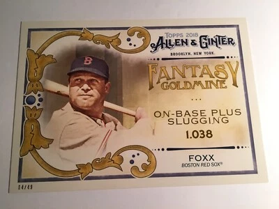 2018 Topps Allen & Ginter Fantasy Goldmine 5x7 Jimmie Foxx Red Sox 20 04/49