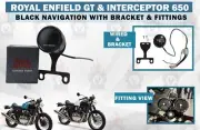 Black Navigation Display Unit With Fitting For "Royal Enfield Gt & Interceptor"