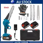 8" 48V Cordless Electric Chainsaw 2X Battery-Powered Wood Cutter Rechargeable