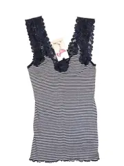 Alannah Hill 'She's A Temptress' Cami Size L Navy Stripe Silk / Cotton BNWT $89