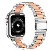 Apple Watch Band iWatch Stainless Steel Series 9 8 7 Ultra SE Titanium 38mm/40mm/41mm Silver + Rose Gold