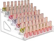 JessLab Nail Polish Organizer, 7-Tier Clear Acrylic Nail Polish Rack Essential Oil Holder Cosmetic Display Case Makeup Organizer Cosmetics Storage for Bathroom Vanity Countertop