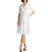 Lauren Ralph Lauren Linen Shirtdress in White at Nordstrom, Size 6