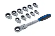 Laser Tools Multi Flexible Head Ratchet Spanner Set 8mm to 19mm Bi-Hex 8872