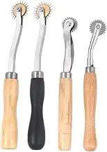 4pcs Leather Serrate Tracing Wheel Durable Leather Scribing Tool for Sewing Marking and Pattern Making for Clothing Purses and Crafting