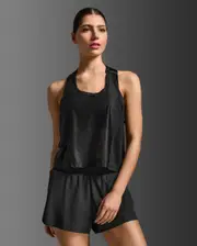 Light Speed React Crop Singlet, 2XU, M, Black/Black Reflective, Female