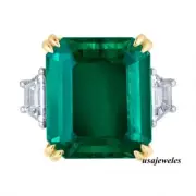 Emerald Cut 5.54CT Genuine Green Emerald Wedding Jewelry Ring 14K 2-Tone Gold FN