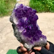 1.69LB Natural Amethyst geode quartz cluster crystal specimen Healing