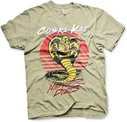[Cobra Kai] Officially Licensed Never Dies Mens T-Shirt (Beige)