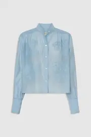 OAK LEAF EMBROIDERY BLOUSE Blue Quartz