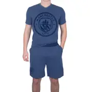 Manchester City FC Manchester City Mens Pyjamas Short Loungewear OFFICIAL Football Gift Blue Marl Large