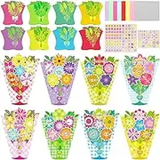 80UncleKimby 56Sets Mothers Day DIY Flower Crafts Bulk Bouquet Greeting Cards Kit Mom Gifts Mother's Day Craft with Envelopes Birthday Party Favors