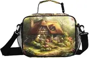 Vintage House Garden Insulated Lunch Box for Women Men - Ideal for Work, Picnics - Includes Adjustable Shoulder Strap