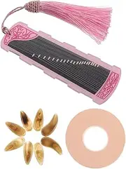 Milisten 1 Set Guzheng Picks Set with Storage Board Resin Finger Picks for Guzheng Natural Color Imitation Easy Replacement Comfortable Fit for Schools Performances and Home Use