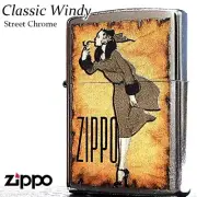 Zippo Classic Windy Street Chrome Used Finish Silver One Sided Processing Japan