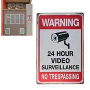 Warning Sign 24 Hour Video Surveillance Sign for Home Business CCTV Security Camera