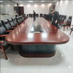 會議桌大型橢圓形油漆實木皮會議室桌椅組合接待桌培訓商務高端桌