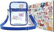 CINKCO Postman Bag+50 pcs Mailman Stickers (2 in 1) Mail Carrier Bag, Blue and Transparent