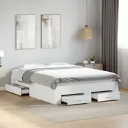 vidaXL Bed Frame with Drawers without Mattress White 135x190 cm