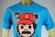 NEFF MEN'S GRAPHIC BLUE T-SHIRT W/ NEFF HEAD AND PALM TREES LOGO size Medium