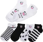 [BESTYASH] Funny Cow Socks for Women 5 Pack Cotton Breathable Socks Low Cut Spring/summer Fashion