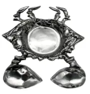 Pewter Crab Claw Tray Divided Sealife Kitchen Serving Platter Large Silver 16in