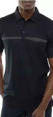 NWT Travis Mathew Eco Collection Black Island History Golf Polo Shirt Mens Large