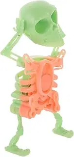 KONTONTY Halloween Dancing Skull Fun Mini Shaking Skeleton Doll Wind Up Printed Decoration Compact Desktop Ornament Safe Plastic Material for Adults Green