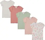 [Laura Ashley] 5-Pack Infant & Toddler Girls Shirts - Stylish Comfort and Fashion. Multipack Children's Essentials.
