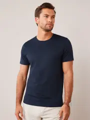 Blue Navy Regular Fit Essential Crew Neck Cotton T-Shirt (122159) | $15