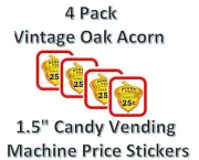 Candy Vending Machine Labels Acorn Price Stickers (4 pack)