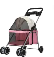 PaWz Large Pet Stroller Pram Dog Cat Carrier Travel Pushchair Foldable 4 Wheels