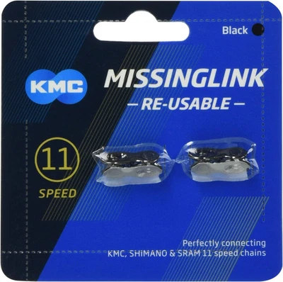 KMC-CL555R-BK2 Missing Links for 11SPEED Black, 2 Pairs 1 Set, Medium