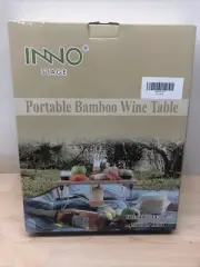 Portable Foldable Bamboo Wine Picnic Table Outdoor Beach Glasses Bottle Holder