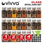 VIVVA Clear Glass Spice Jars Lid Herb Seasoning Condiment Square Kitchen Storage