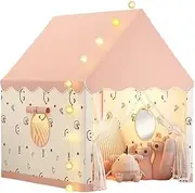 Kid Tent Princess Castle Play House Cubby Children Small House Folding Indoor Baby Tent Metal Frame No Light Ball(Pink No Light Ball)