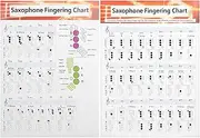Saxophone Fingering Chart, Saxophone Note Chart Alto Saxophone Finger Chart Poster Basics Exercise Comparison Table Portable Coated Paper Universal Chord Diagrams for Beginners