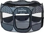 GrandTies Waterproof Dog & Cat Playpen – Foldable Pet Tent for Indoor & Outdoor, Pop-Up Kennel for Puppies, Kittens & Rabbits – Portable Travel Crate with Carrying Case (Starry Night, Large)