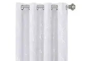 2x Blackout Curtains Foil Print Twig Tree Branch Thermal Insulated Curtain Drapes Light Blocking,Pure White