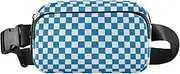 [Amooorous] Blue and Yellow Checkerboard Trendy Fanny Waist Pack for Women Men Large Capacity Crossbody Shoulder Bag with Adjustable Strap for Travel Gym Work, Blue and yellow checkerboard, 1 size