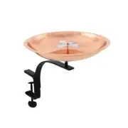 ACHLA Dogwood Birdbath with Rail Mount Bracket, Copper Plated - BB-08-RM