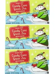3 Packs Trader Joe's Candy Cane Green Tea Decaffeinated 20 Tea Bags 1.4 oz Each