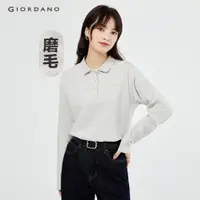 在飛比找蝦皮購物優惠-Giordano WOMEN 刺繡長袖寬鬆polo衫 053