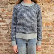 NWT Patagonia Women Recycled Wool-Blend Crewneck Swtr Snowdrift: Thermal Blue