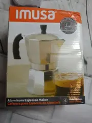 IMUSA 6 Cup Aluminum Espresso Coffeemaker with Cool Touch Handle, Instrucs NEW