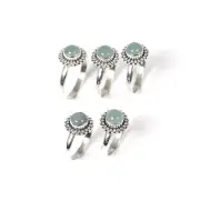 Wholesale 5pc 925 Solid Sterling Silver Aqua Chalcedony Ring Lot Y156