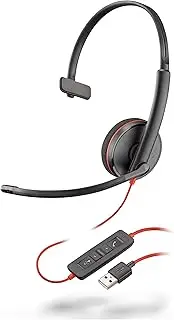 Plantronics - Blackwire 3210 - Wired, Single Ear (Monaural) Headset with Boom Mic - USB-A to Connect to Your PC and/or Mac