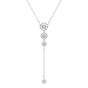 Bezel Set Lariat Necklace with 1.00ct of Laboratory Grown Diamonds in Sterling Silver and Platinum